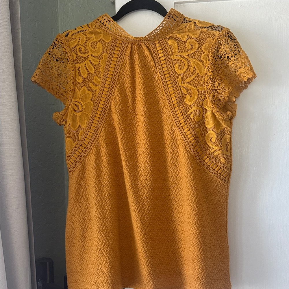 Elegant Lace Mustard Top